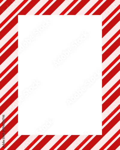 Candy cane christmas frame with blank space. Christmas border frame. Merry Christmas Candy cane rectangle frame card elements decoration. New Year picture frame ribbon with red, white or green stripes
