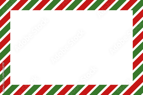 Candy cane christmas frame with blank space. Christmas border frame. Merry Christmas Candy cane rectangle frame card elements decoration. New Year picture frame ribbon with red, white or green stripes
