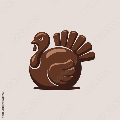 Elegant vector chocolate turkey truffle on white