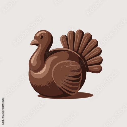Turkey-shaped chocolate truffle vector on white