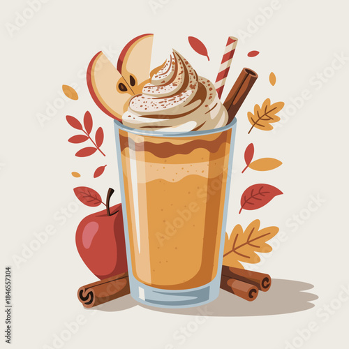 Delicious Apple Pie Smoothie Vector Art – Perfect for autumn themes, sweet drinks, or clean modern food illustrations.