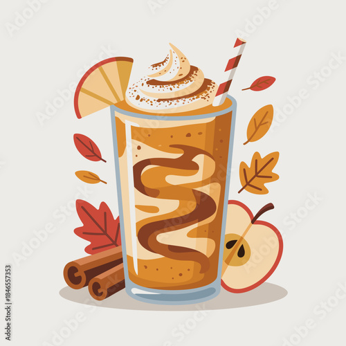 Apple Pie Smoothie Vector Graphic for Seasonal Branding – Suitable for fall marketing, beverage advertising, or recipe visuals.