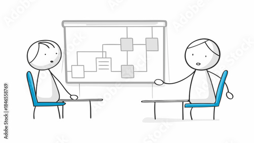 Two business colleagues discussing strategy in modern meeting room