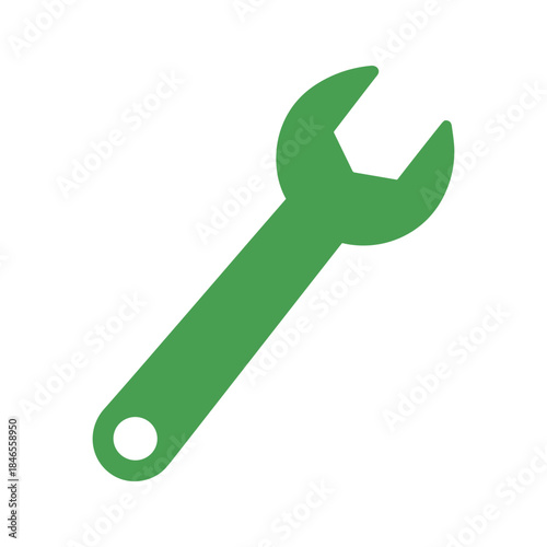 Green wrench icon on white background