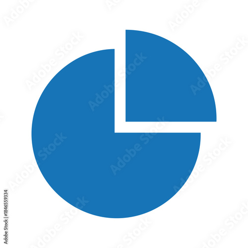 Blue pie chart on white background
