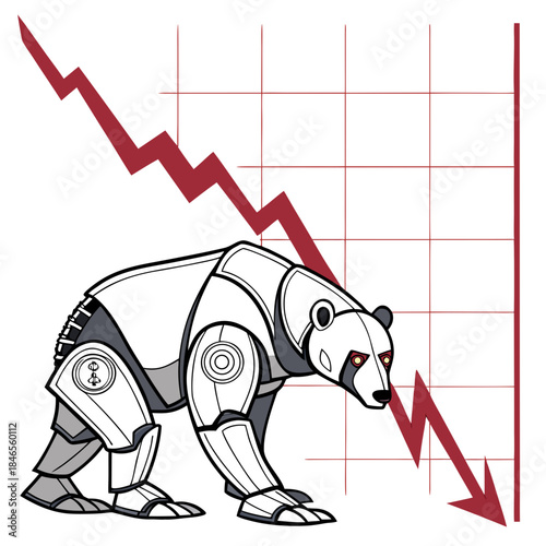 Robotic bear scratching market graph downward trend