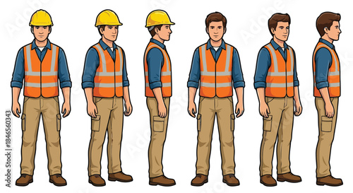 man wearing construction clothing isolated