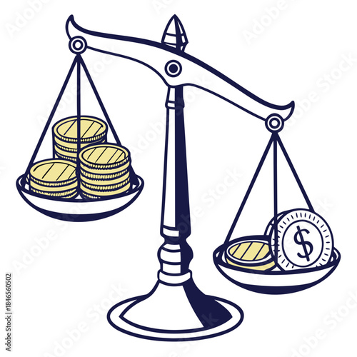 3d scale with gold coins uneven falling heavy