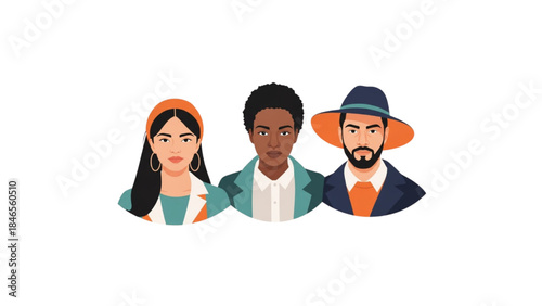 diverse people portraits flat illustration 