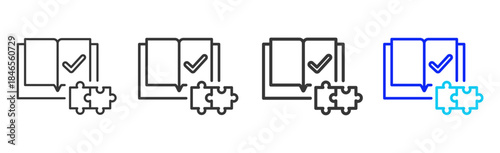 learning assembly Icon Set Collection in Creative Outline Style for Technology Platforms Featuring Multiple Thickness Variations Suitable for Education Apps Digital Systems