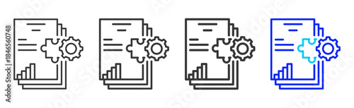 learning analysis Icon Set Collection in Creative Outline Style for Technology Platforms Featuring Multiple Thickness Variations Suitable for Education Apps Digital Systems