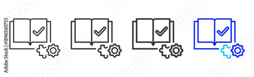 learning configuration Icon Set Collection in Creative Outline Style for Technology Platforms Featuring Multiple Thickness Variations Suitable for Education Apps Digital Systems