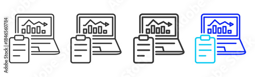 performance monitoring Icon Set Collection in Creative Outline Style for Technology Platforms Featuring Multiple Thickness Variations Suitable for Education Apps Digital Systems