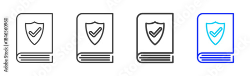content security Icon Set Collection in Creative Outline Style for Technology Platforms Featuring Multiple Thickness Variations Suitable for Education Apps Digital Systems