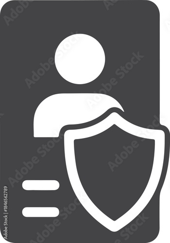 Grey of a person silhouette with a shield in front for personal safety and security protection Keywords