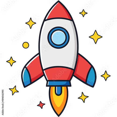 Cute Cartoon Rocket Ship for Kids – Playful Vector Design