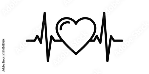 Simple cardiology heartbeat line icon representing health monitoring and medical concepts