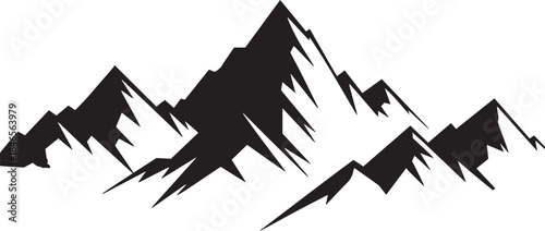 Mountain Peak Silhouettes Icon. Adventure, Climbing, and Wilderness Logo Graphics. Snowy Peaks for Ski Resort and Tourism Logo.