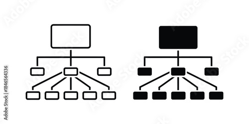 Vector organization chart icons outline set for professional diagrams