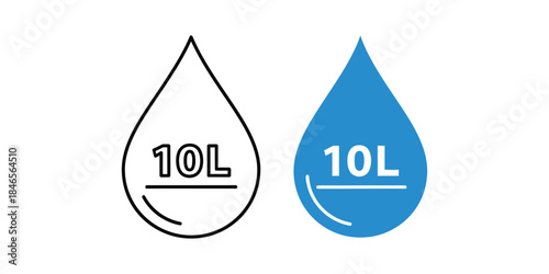 Illustrator Icons Depicting Water Drops Volume Capacity and Hydration Levels
