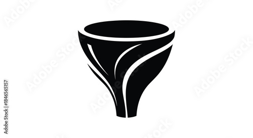 A striking black and white graphic of a stylized goblet a unique artistic silhouette