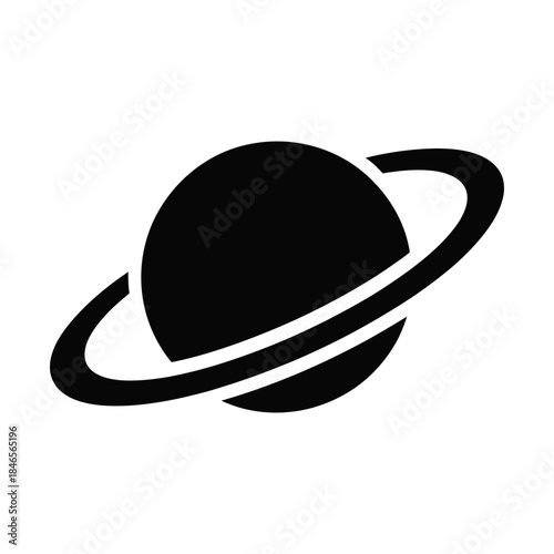 planet with ring glyph icon