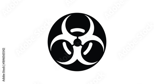 A striking black biohazard symbol presented against a white background a powerful warning silhouette