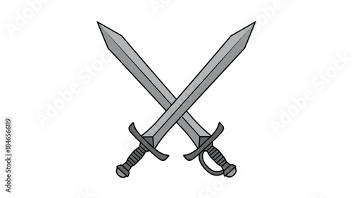 Crossed swords symbolizing battle or medieval combat on white background