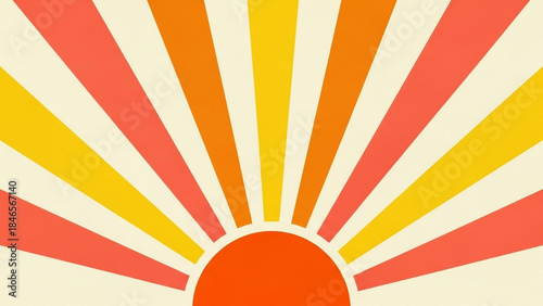 Stunning retro sunburst background explodes with vibrant warm orange and yellow rays perfect for vintage design projects