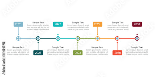 Seven-year timeline. Infographic for presentations or websites. Modern 7-step diagram.