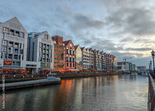 New houses on the Motlawa River embankment. Gdansk