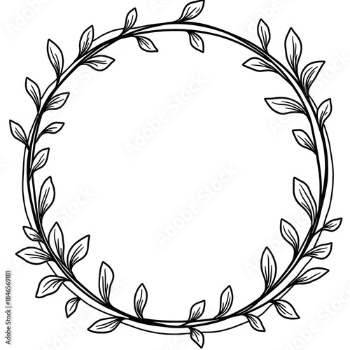 Leafy Wreath Outline for Coloring, nature design and DIY crafting in educational activities