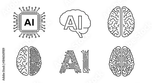 Artistic illustration of artificial intelligence and human brain concepts with interconnected neural networks and ai symbols