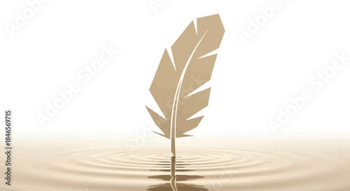 Stylized feather illustration creating a calm, minimalist and tranquil effect over the water