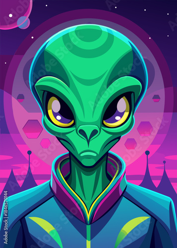 Extraterrestrial Alien Character Vector Illustration Design