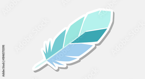 Whimsical feather illustration with cool tones against a clean backdrop simple design