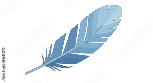 Stylized blue feather illustration conveying softness and lightness on a white backdrop for