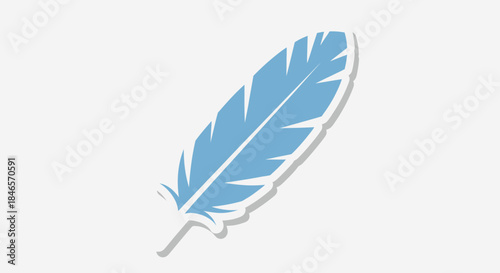 Abstract blue feather design with minimalist aesthetic on plain background image