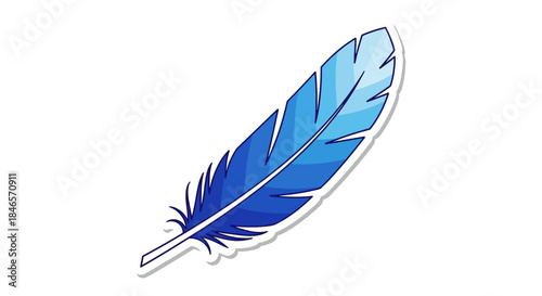 Stylish vector illustration showcasing a gradient blue feather on white background