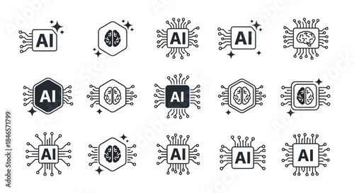 Collection of various airelated icons and symbols in a modern and sleek design style