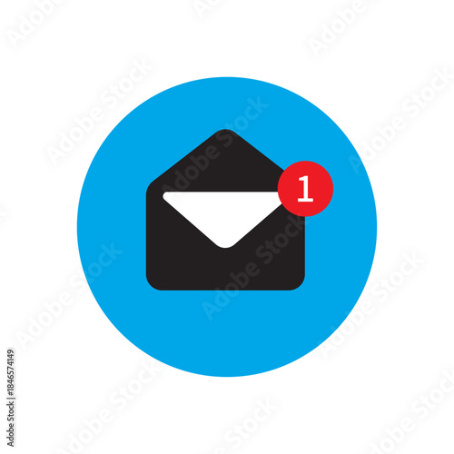 Cartoon blue bubble with email notice. flat simple style trend modern edm e-mail logotype graphic design isolate, concept of you've got mail and full inbox