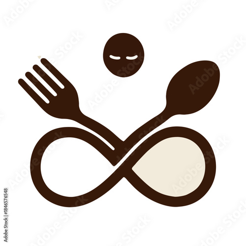Icon "Mindful Eating": a fork and spoon forming an infinity symbol.
