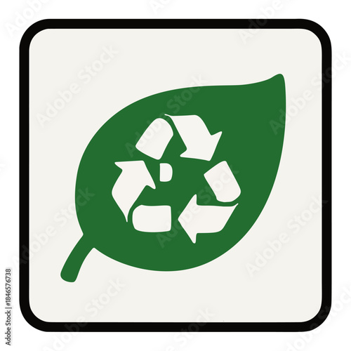 Icon "Greenwashing Alert" - A green-colored leaf that is actually made of recycled plastic (with the recycling triangle symbol).
