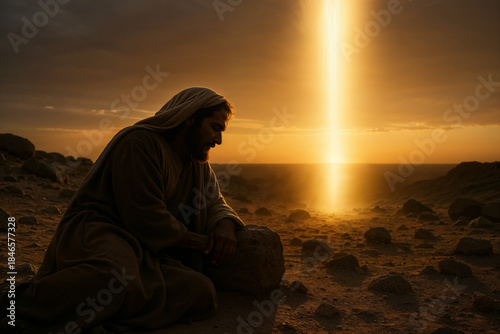 Jacob Awakening at Bethel Beside the Stone Pillow and Heavenly Light