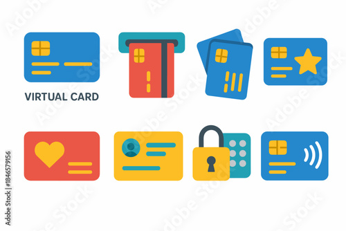 Payment and security flat icons set