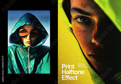 Print Halftone Poster Photo Effect Mockup