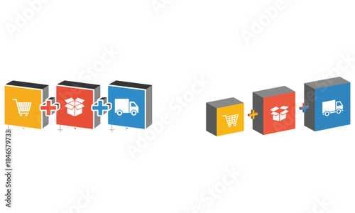 Online Shopping and Ecommerce App Box Vector Illustration
