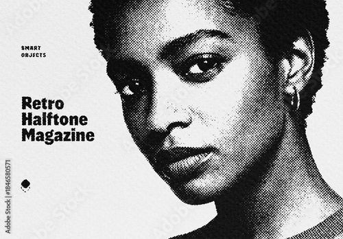 Retro Halftone Magazine Effect Mockup