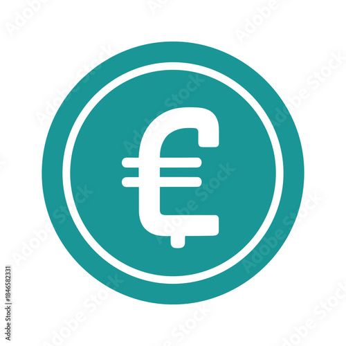 Euro Currency Symbol on Teal Coin