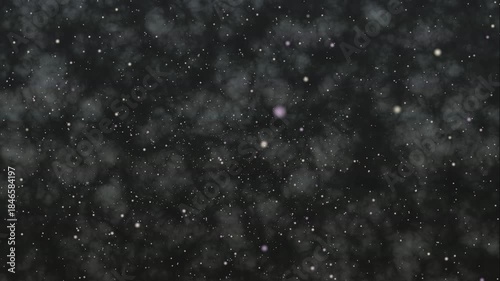 abstract black night dark particles falling plasma animation stars background, snow flakes slowly falling densely against black background. slow falling snow on the black backgrounds, Winter sn